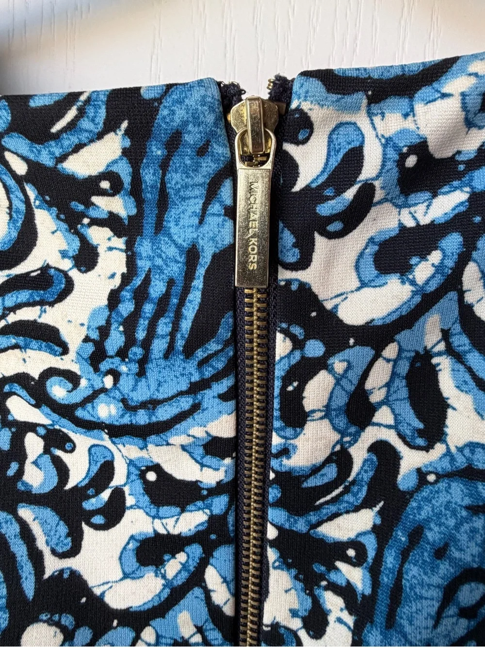 Michael Kors Blue & White Paisley Fit-and-Flare Mini Dress